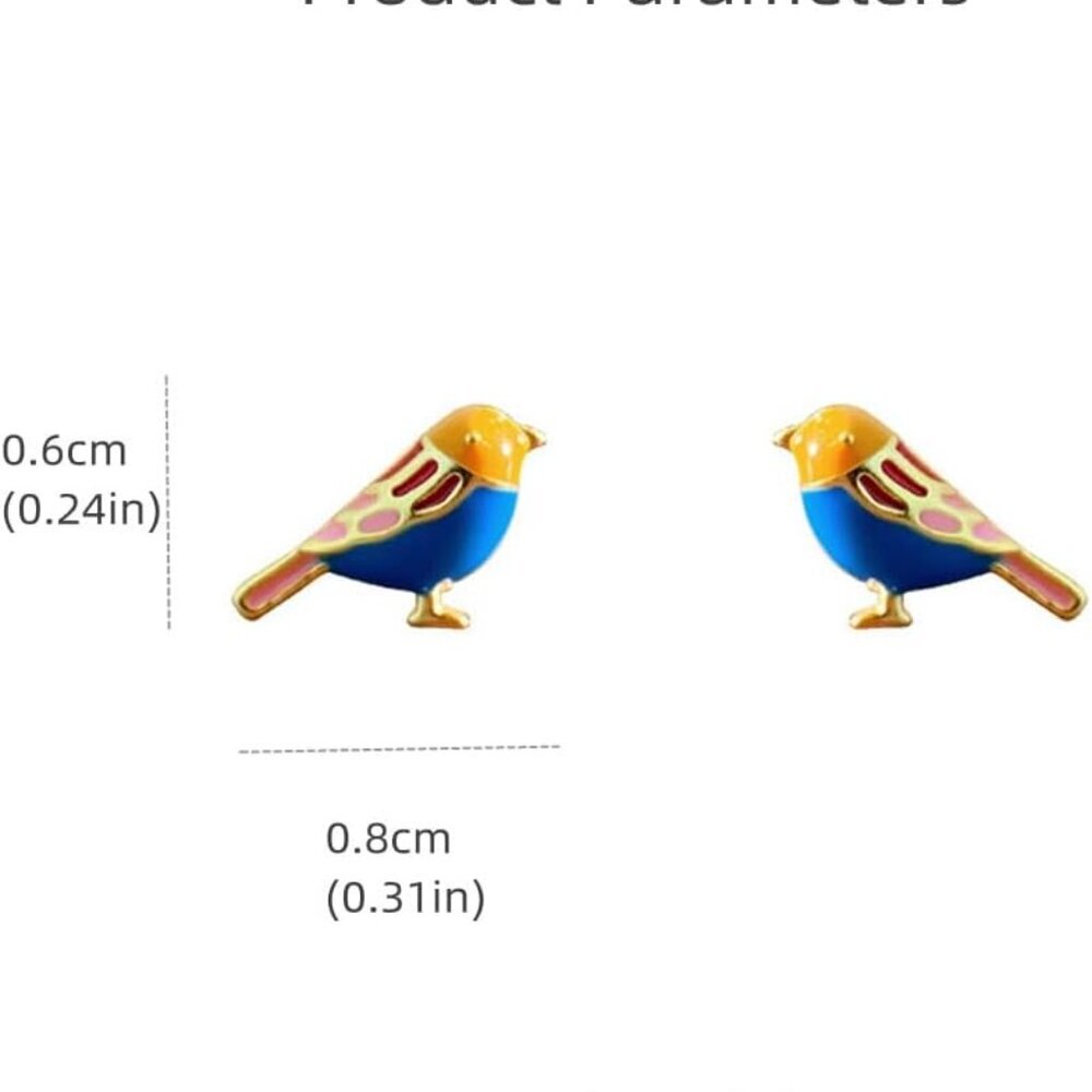 Cute Bird Stud Earrings for Women Girls 925 Sterling Silver 14k Gold Plated Tiny - Picture 6 of 6